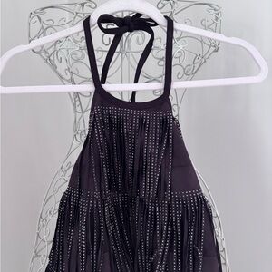 Zara Black Halter Top with Silver Accents